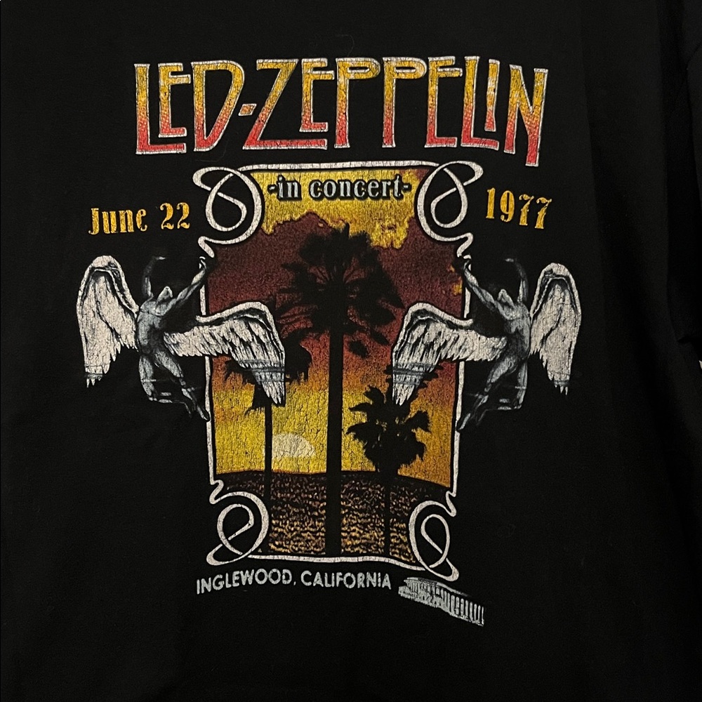 Led Zeppelin Black Graphic T-Shirt Angels Inglewood LA Forum California CA - Picture 2 of 7